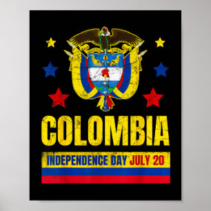 Poster Dia da Independência da Colômbia 20 de julho Bande