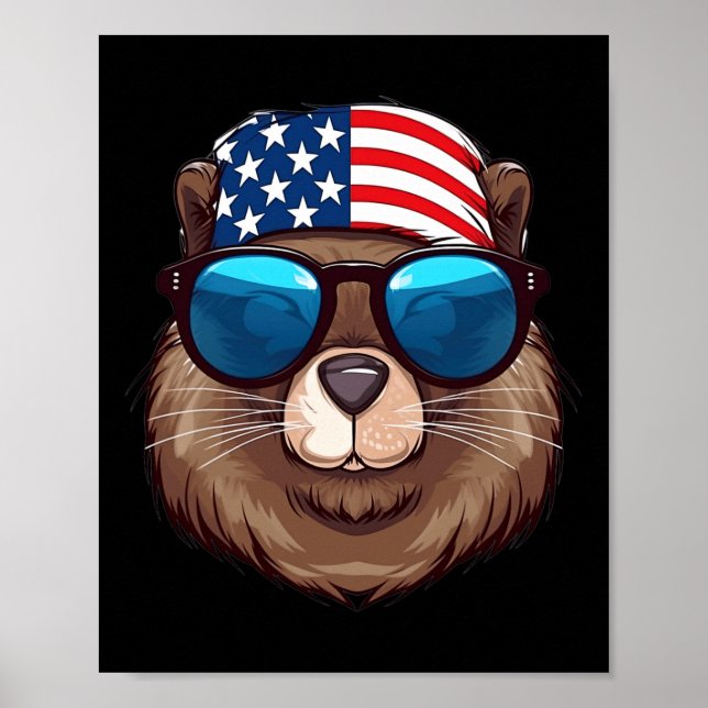 Poster Dia da Independência do Beaver Americano com Bande (Frente)