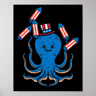 Poster Dia da Independência do Octopus Dia da América do