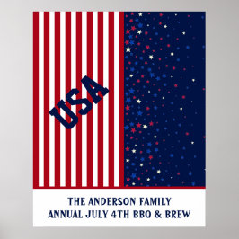 Poster Dia da Independência Familiar Vermelho Branco Azul