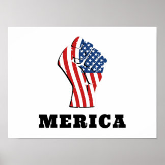 Poster Dia da Independência Feche Fist EUA Bandeira 4 de