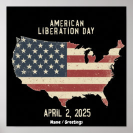 Poster Dia da Libertação Americana Celebração de 2 de Abr