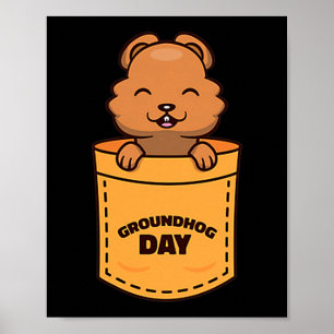 Poster Dia da Marmota 2023 Meme Engraçado Amante da Marmo