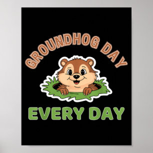 Poster Dia da Marmota Diversão Todos os Dias Marmota