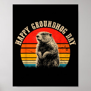 Poster Dia da Marmota Divertido e Feliz 2025 Lmn Uni-adul