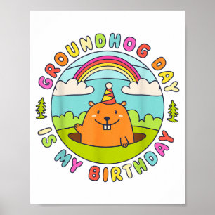 Poster Dia da Marmota É Meu Aniversário Retro Chapéu de F