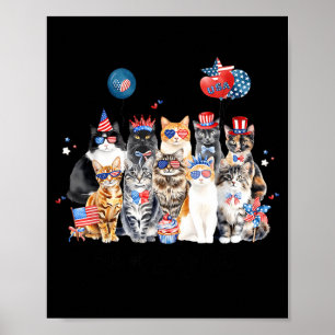 Poster Dia da Memória Independência Bandeira EUA Gato Fof