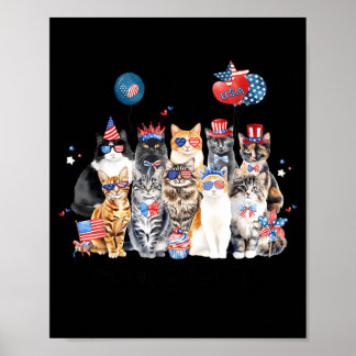 Poster Dia da Memória Independência Bandeira EUA Gato Fof