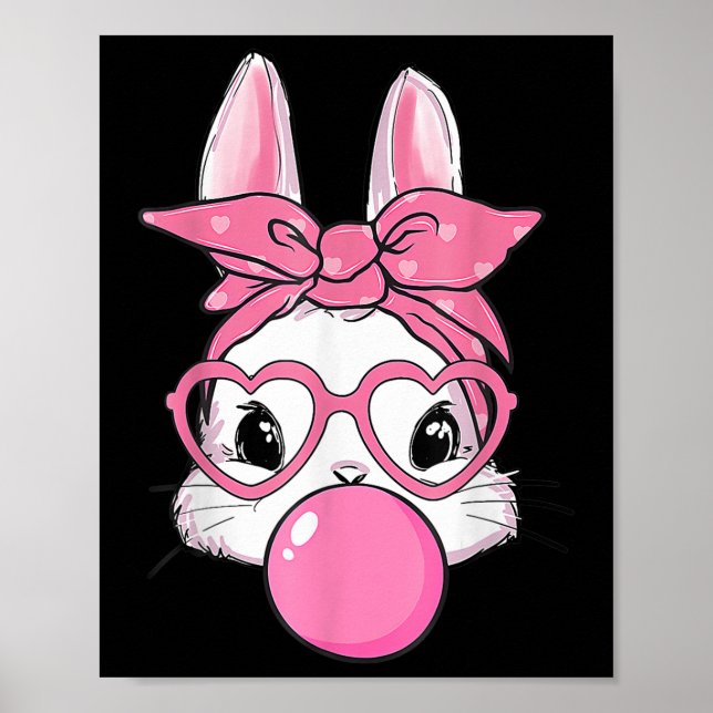 Poster Dia da Páscoa de pastilha elástica soprada em coel (Frente)