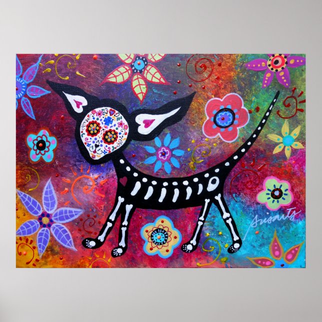 Poster Dia da Pintura do Cão de Pet Chihuahua morto (Frente)