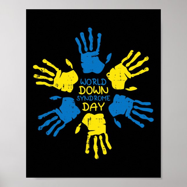 Poster Dia da Síndrome de Down Mãos Conscientização 321 H (Frente)