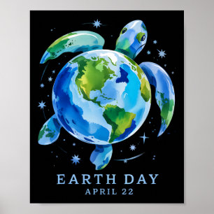 Poster Dia da Terra 2025 Restaurar a Tartaruga do Mar Ter