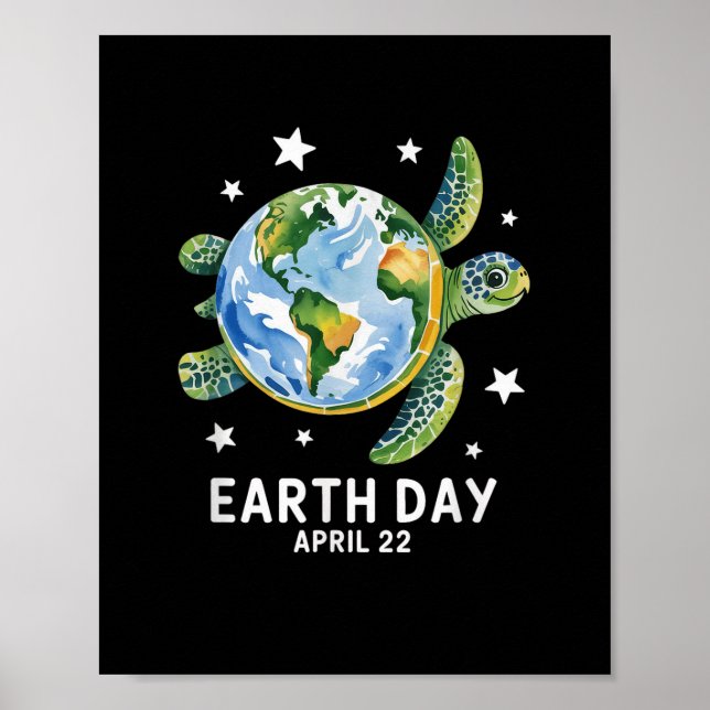Poster Dia da Terra 2025 Restaurar Tartaruga do Mar da Te (Frente)