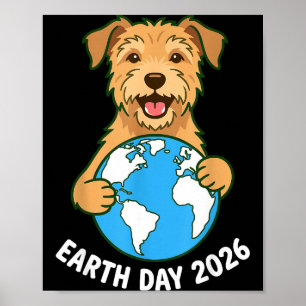 Poster Dia da Terra 2026 Cachorro Terrier Fofo Abraçando