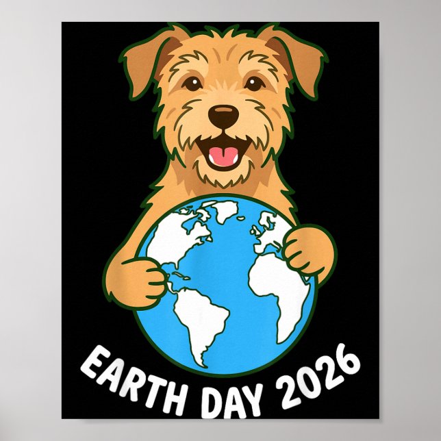 Poster Dia da Terra 2026 Cachorro Terrier Fofo Abraçando  (Frente)