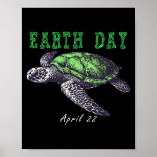 Poster Dia da Terra 22 de abril tartaruga marinha dia da