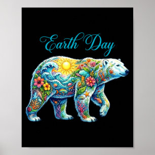 Poster Dia da Terra aniversário urso polar planeta