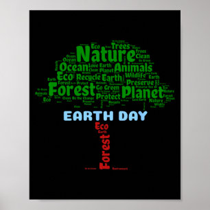 Poster Dia da Terra Árvore Natureza Reciclar Planeta Ir V