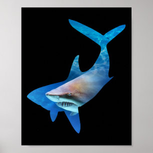 Poster Dia da Terra com Silhueta de Tubarão e Semana do O