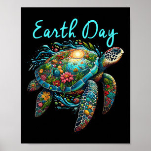 Poster Dia da Terra da Tartaruga do Mar Salve a Terra
