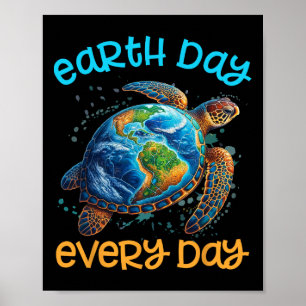 Poster Dia da Terra Diariamente Camisa Tartaruga Marinha