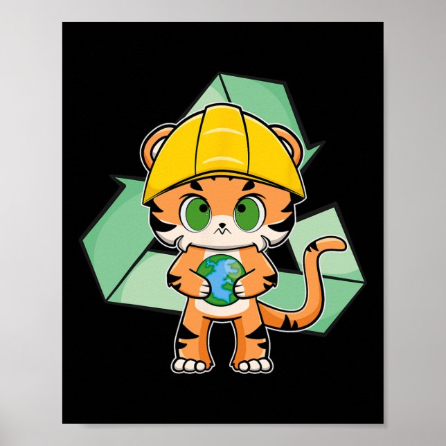 Poster Dia da Terra do Gato de Animação Tigre (Frente)