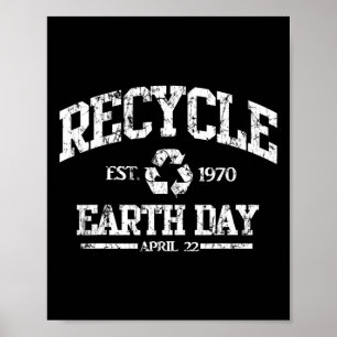 Poster Dia da Terra do Reciclar Retro 1970 Verde Ambienta