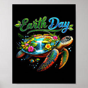 Poster Dia da terra engraçado 2026 salve a terra tartarug