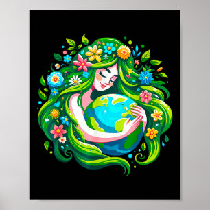 Poster Dia da Terra Mãe Natureza Dia da Terra Salvem Noss