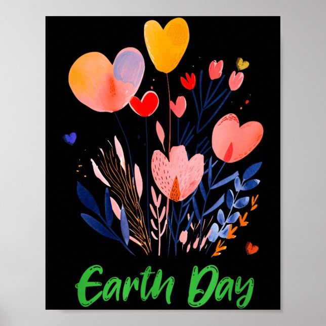 Poster Dia da Terra planeta verde consciência ambiental (Frente)