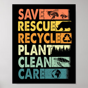 Poster Dia da Terra Retroativa Salvar Abelhas Salvando An