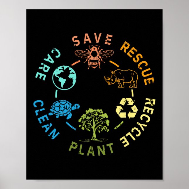 Poster Dia da Terra Salvar Abelhas Salvando Animais Recic (Frente)