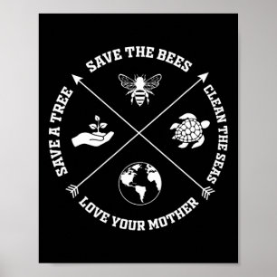 Poster Dia da Terra Salve As Abelhas Plantam Mais Árvores