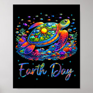 Poster Dia da Terra tartaruga oceano meio ambiente homens