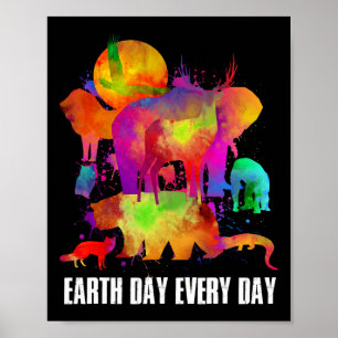 Poster Dia da Terra Todo Dia Da Aquarela Animais Amam A A