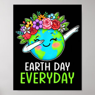 Poster Dia da Terra Todos os Dias Dabbing Terra Flor Fofo