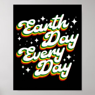 Poster Dia da Terra todos os dias planeta ambiental retrô