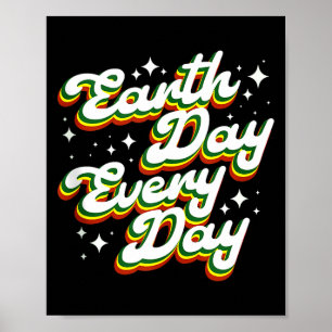 Poster Dia da Terra todos os dias planeta ambiental retrô