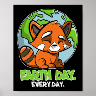 Poster Dia Da Terra Todos Os Dias Planeta Fofo E Panda Ve