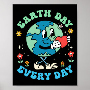 Poster Dia da Terra Todos os Dias Planeta Fofo Feliz Dia 