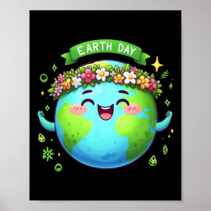 Poster Dia da Terra Todos Os Dias Retrô Homens Homens Mul