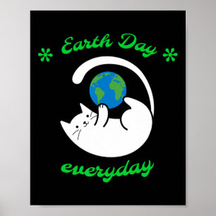 Poster Dia Da Terra Todos Os Dias Salvem O Gato Engraçado