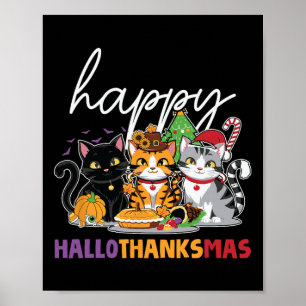 Poster Dia das Bruxas Ação de Graças Natal Hallothanksmas