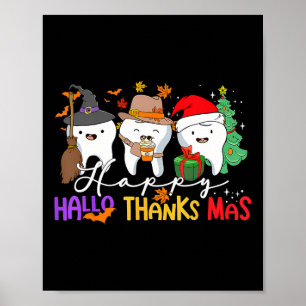 Poster Dia das Bruxas de Ação de Graças Crianças de Natal