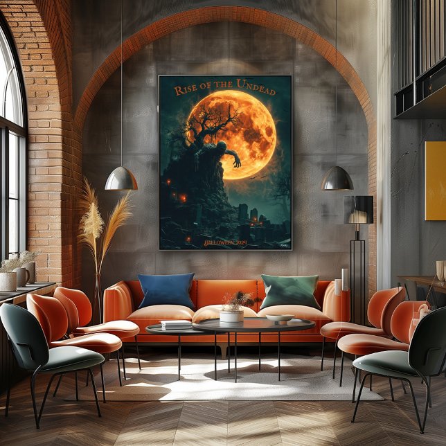 Poster Dia das Bruxas de Ascensão Zombie com Lua cheia e  (Criador carregado)