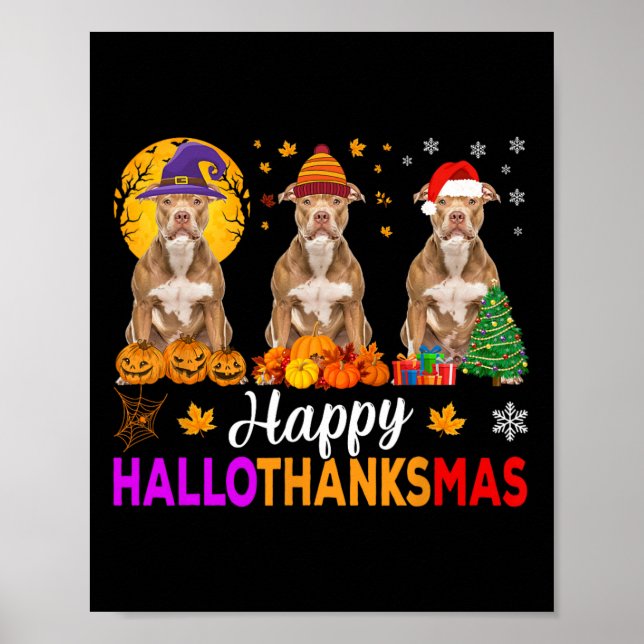 Poster Dia das Bruxas de Natal de Pitbull Hallothanksmas  (Frente)
