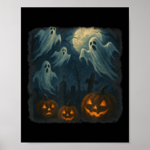 Poster Dia das Bruxas. Fantasmas, Abóboras e Cemitério!