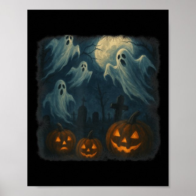 Poster Dia das Bruxas. Fantasmas, Abóboras e Cemitério! (Frente)
