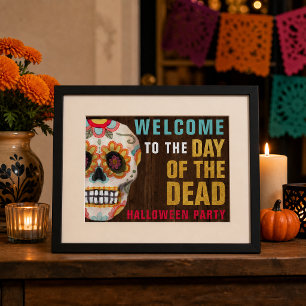 Poster Dia das Caveiras do Dia dos Mortos Halloween Bem-V
