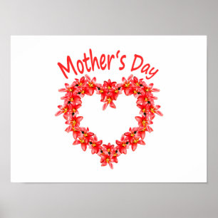 Poster Dia das Mães - Coração de Tulipa - Ilustração   